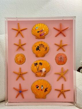 She Shells Art - Hand-Painted Seashell Art on Canvas - Miami Vibes
